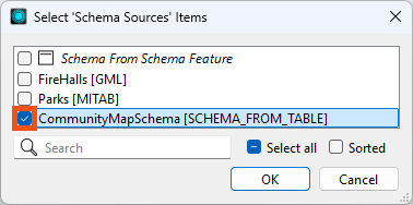 Setting Schema Source to Schema From Table